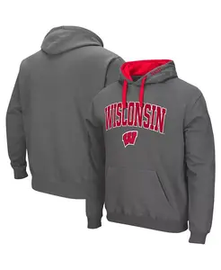 Мужская толстовка с капюшоном Wisconsin Badgers Big and Tall Arch & Logo 2.0 Colosseum, серый
