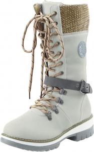 Женские зимние ботинки на снег Мягкие утепленные ботинки средней высоты с круглым носком Шнуровка Западные ковбойские ботинки Противоскользящие для походов на улице Generic, B01-Beige