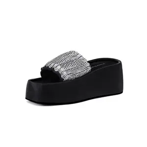 Женские тапочки-слайды из полиуретана со стразами, устойчивые к запахам JESSICA SOPHIA, Black