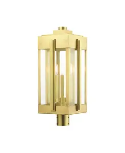 Уличный фонарь Lexington с тремя лампами на столбе Livex, gold-tone