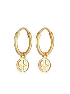 Elli Серьги из серебра 925 пробы с изображением знака мира в золотом исполнении