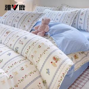 Yalu Пододеяльник 180х220 см из хлопка, рисунок Strawberry Rabbit, не линяет и не скатывается