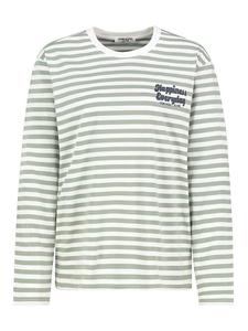 Sublevel Футболка с длинными рукавами зелено-белого цвета