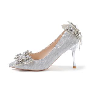 Женские туфли на высоком каблуке A poinsettia princess, серебро