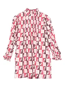 Платье с оборками и принтом Fendi Kids, розовый