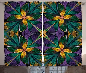 Штора ABAKUHAUS с цветочным рисунком в деревенском стиле, в античном стиле, для гостиной, универсальная, с петлями и крючками, 280 x 175 см, цвет: фиолетово-зеленый Abakuhaus