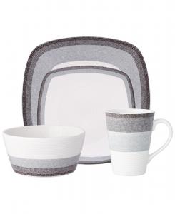 Набор посуды Colorscapes Layers из 4 предметов, квадратная форма Noritake, Charcoal