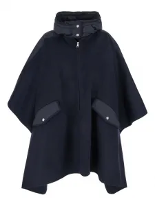 Кейп с капюшоном и карманом Moncler, синий