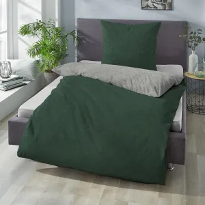 Постельное белье Dream Sleep Uni Melange Flannel 840200 155x220 см + 80x80 см темно-зеленого цвета Traumschlaf
