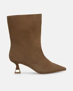 Женские ботильоны на шпильке с металлической отделкой и заостренным носком Alma en Pena, коричневый