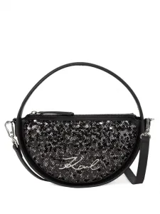 Сумка через плечо Signature Herrin с пайетками KARL LAGERFELD, черный