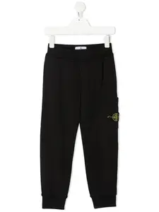 Спортивные брюки с нашивкой-логотипом Stone Island Junior, черный
