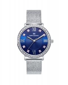 Женские стальные часы Tooting с цирконами и синим циферблатом Mark Maddox, серебро