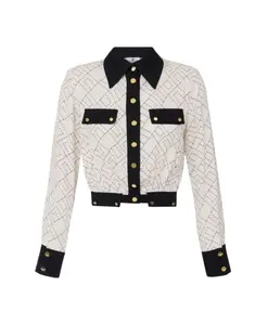 Рубашка из жоржета с двухцветным принтом Elisabetta Franchi, белый