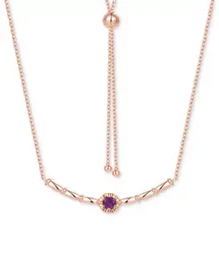 Ожерелье-Боло с полированным аметистом 18 дюймов (1/4 карата) из стерлингового серебра с покрытием из розового золота (также из швейцарского голубого топаза и цитрина Мадейры) Macy'S, amethyst