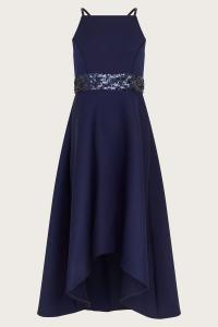 Выпускное платье из ткани акваланга с пайетками Monsoon, синий