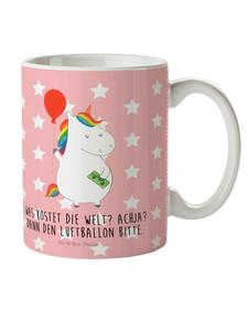 Детская кружка в виде воздушного шара-единорога с надписью пастельно-красного цвета Mr. & Mrs. Panda