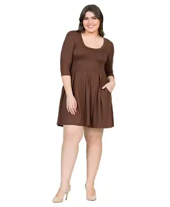 Платье больших размеров с расклешенными рукавами до локтя 24seven Comfort Apparel, коричневый