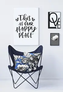 АПЭЛТ декоративная подушка "Эвелин", чехол на подушку с наполнителем, 1 шт APELT 45х45 см, синий/белый/черный