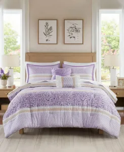 Комплект постельного белья Caralie из 5 предметов, размер Full/Queen Madison Park, фиолетовый