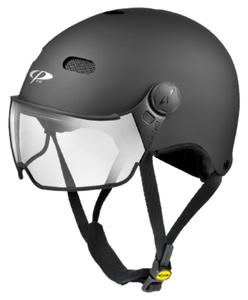 CP HELMETS Велосипедный шлем Carachillo Urban с козырьком (прозрачный), черный, мягкий на ощупь, унисекс