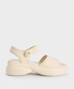 Спортивные сандалии на платформе с цветочной пряжкой Charles & Keith, цвет Cream