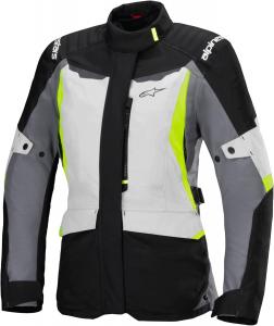 Куртка мотоциклетная Alpinestars Stella ST-1 Waterproof, женская, для туринга, всепогодная, регулируемая, CE-Rated, Ice Gray/Black/Yellow Fluo