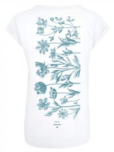 Футболка с удлиненными плечами, цветочный узор, сине-белая F4NT4STIC