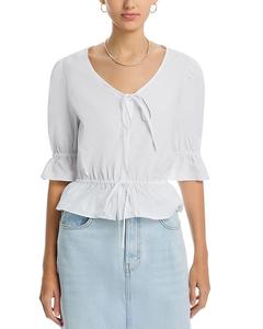 Топ с рукавом до локтя из стрейч-поплина Single Thread, белый