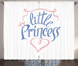 Штора для спальни ABAKUHAUS в деревенском стиле для девочек, в стиле Корона королевы, с присборенной лентой, петлями и крючками, 280 x 245 см, цвет: синий и светло-розовый Abakuhaus