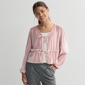 Детская блузка с запахом из бархата, размеры 6-20, regular и plus So, Vintage Art