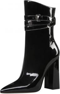 Женские ботильоны YDN с заостренным носком, на высоком каблуке, на щиколотку, с регулируемым ремешком, ботинки средней длины, модная обувь для вечеринок, размеры 4-15 US, Black