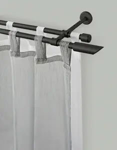 Карниз GARESA "ZYLI", 2 направляющие, желаемая длина, комплект для штор, выдвижной, скошенная кнопка, без колец 140 см, Ø16мм, черный