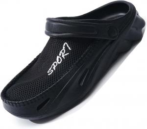 Мужские сетчатые садовые сабо, дышащие, легкие, противоскользящие летние тапочки для прогулок на улице и пляжа Generic, черный