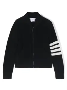 Кардиган на молнии с полосками 4-Bar Thom Browne Kids, синий