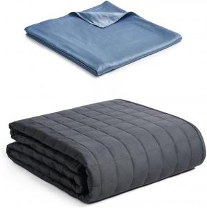 Утяжеленное одеяло 12 фунтов (5,4 кг) с охлаждающим чехлом из вискозы, набор, размер 122x183 см, идеально для односпальной или двуспальной кровати