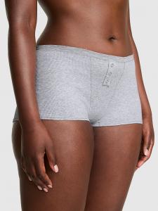 Хлопковые трусики-шорты для общежития Pink, smooth medium heather grey