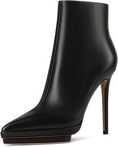 Женские сексуальные ботильоны на платформе FYS с высокой шпилькой, зауженным носком, на каждый день, утепленные, модные, с молнией, размер 4-15 US, Black