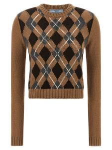 Свитер с аргайл-узором Prada, коричневый