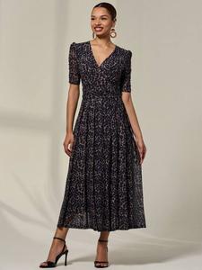 Платье с рукавами-фонариками и сеткой в стиле animal print Jolie Moi, Brown