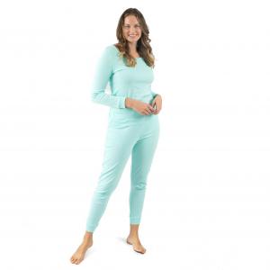 Женская пижама из двух частей из хлопка, классическая однотонная Leveret, цвет aqua