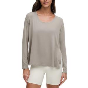 Женская рубашка с круглым вырезом Lululemon, warm umber серый/wshg