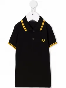 Рубашка поло с отделкой в полоску Fred Perry Kids, черный
