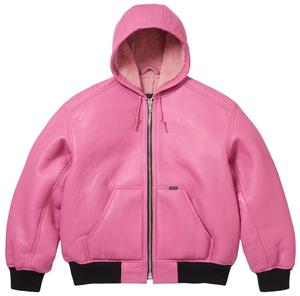 Рабочая куртка Supreme x Schott из овчины с капюшоном, розовая