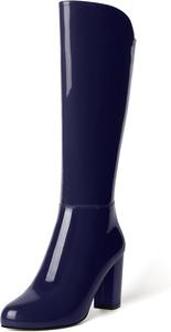 Женские вечерние модные ботильоны MODENCOCO с круглыми носками, лакированной застежкой-молнией, сексуальные на толстом каблуке, 8,4 см