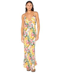 Детское длинное платье с цветочным принтом Lost Paradise Tie-Beck Roxy, Egret Sangria Tropics