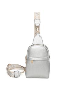 Сумка через плечо Rango из искусственной кожи с холщовым ремешком Fontanella Fashion, серебро