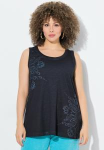 Топ Ulla Popken MANDALA MOTIF TANK, Black