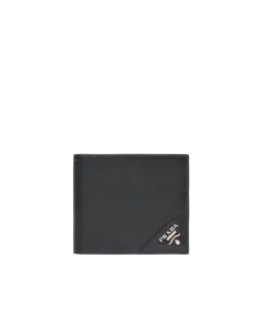 Кошелек из сафьяновой кожи с монетницей Prada, черный