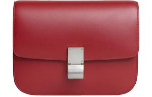 Полированная кожаная сумка-кубик тофу через плечо на ремне женская красная CELINE